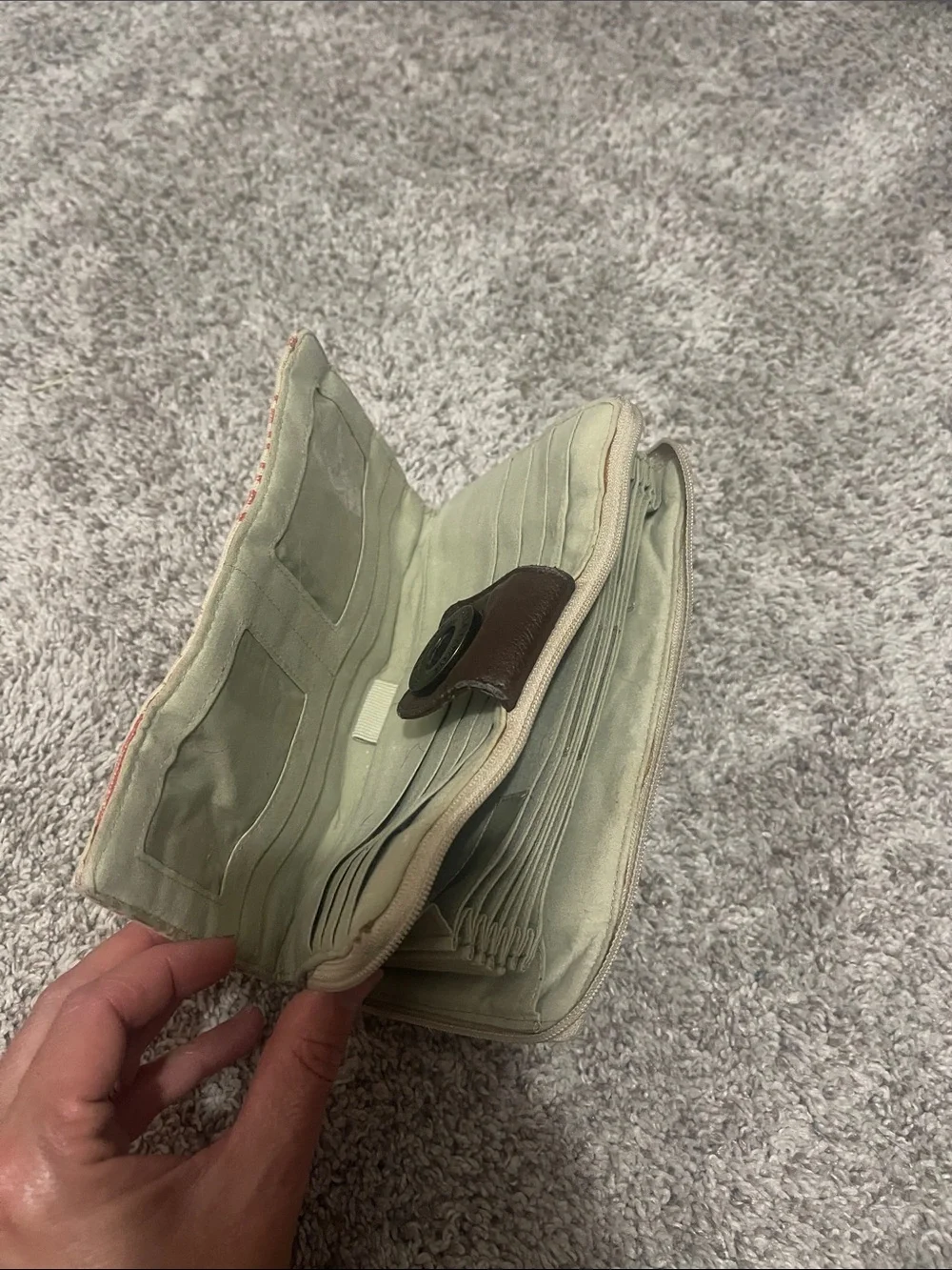Canvas Zip Wallet in Cream and Coral Scroll Print